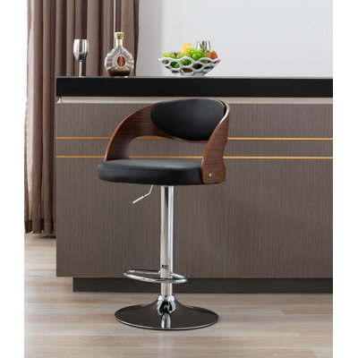 Nathalia Height Adjustable Swivel Faux Leather Bar Stool
