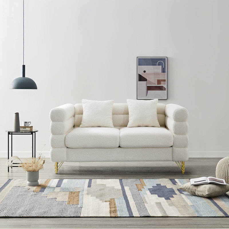 Causeuse Chesterfield 60 po, Ourson blanc
