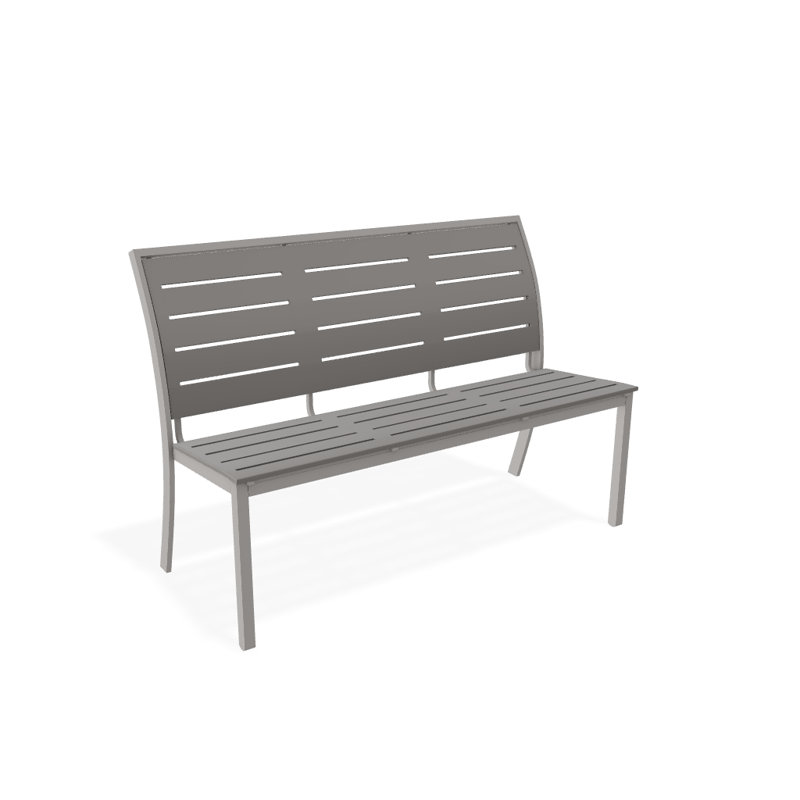 Banc de parc empilable aluminium Bazza, Gris chaleureux texturé, Gris chaud PY0