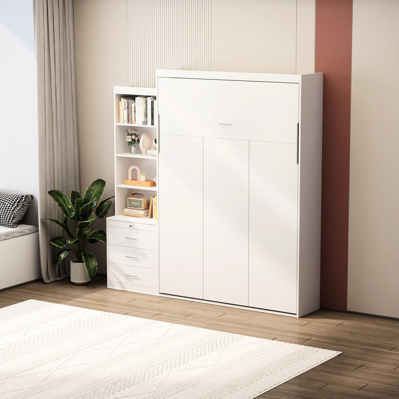 Lit blanc avec tablette - moderne et pratique pour la chambre à coucher