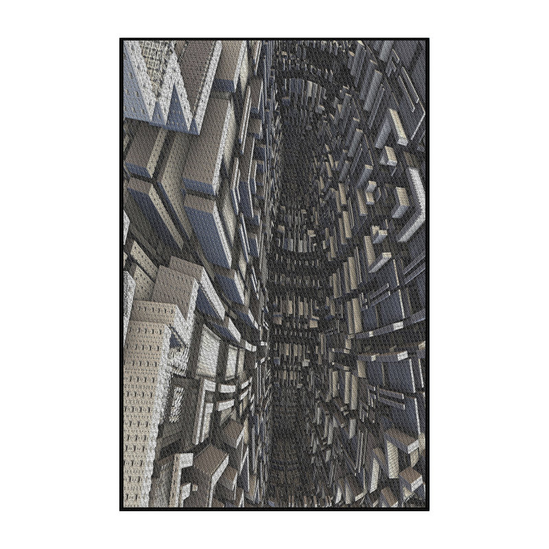 Tapis gris tissé à la machine, Rectangle 5 pi x 8 pi