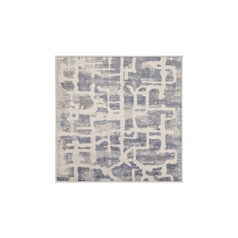 Machine Washable Beige Area Rug, Square 6'