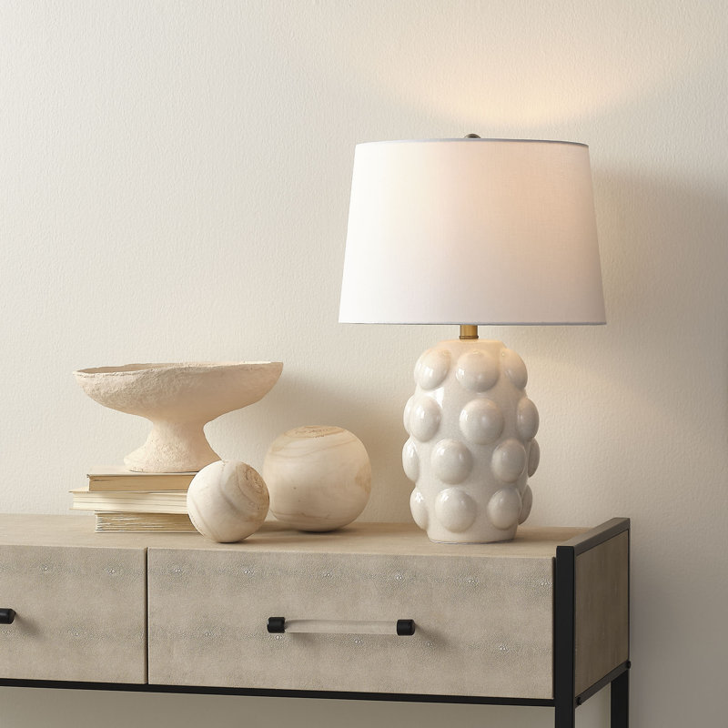 Lampe de table en céramique avec abat-jour en lin Silas