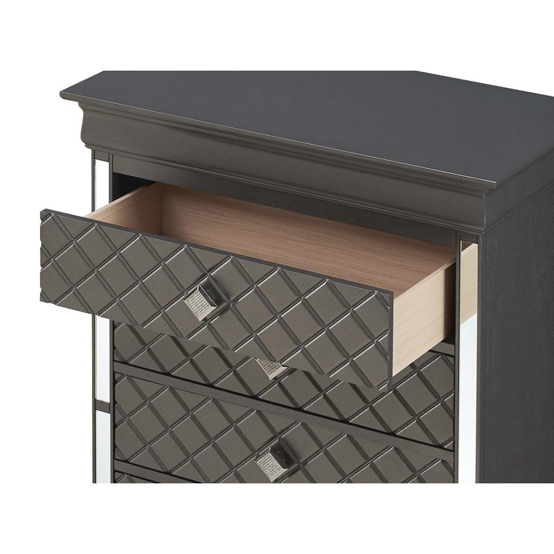 31'' W 5 - Drawer Dresser, Black Metallic