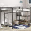 Lit mezzanine simple Junior - structure en métal avec tablette en bois, garde-corps, bruit, pas de sommier requis, peu encombrant pour la chambre à coucher, tablette noire, installation facile, coffre-fort