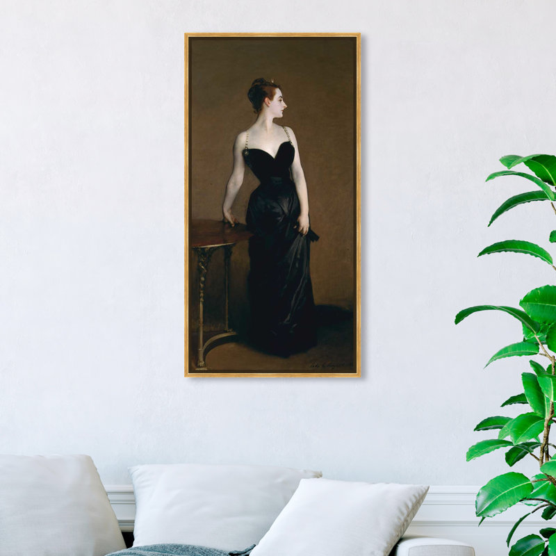 Reproduction d’art sur toile, "Madame X slip Dress", H 36 po x l 30 po x P 1,5 po, Cadre flottant doré