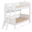 Lit superposé simple au-dessus de simple avec 3 tablettes de rangement, lit superposé en bois massif avec échelle, garde-corps, échelle pouvant être changée à gauche ou à droite-643786459