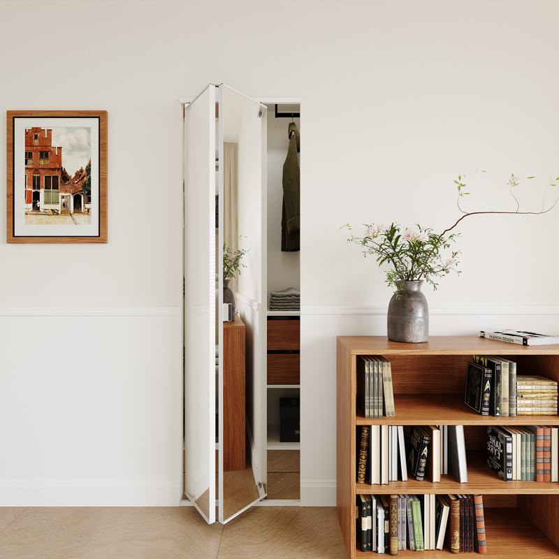 Portes pliantes pliantes en miroir 24 po x 81 po avec quincaillerie d'installation, 24 po x 81 po 