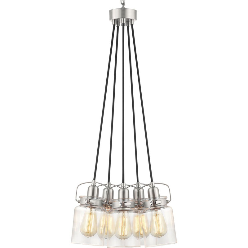 Leyden 5 - Light Cluster Pendant, Brushed Nickel