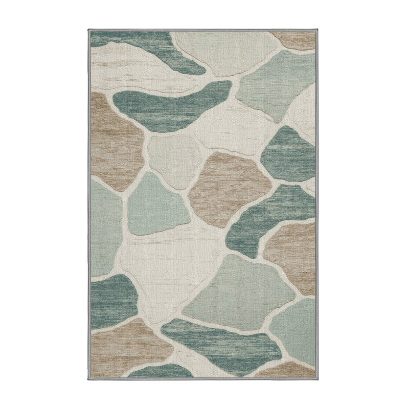  Tapis bord de mer lavable de la collection Glass Glass, Rectangulaire 7 pi x 10 pi