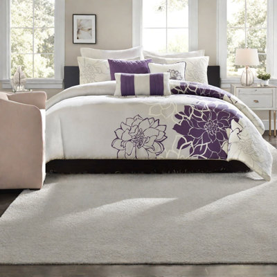 Ensemble de literie élégant en satin de coton 6 pièces à motif floral pour chambre à coucher moderne