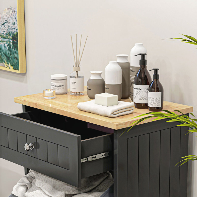 Armoire poubelle de cuisine multifonctionnelle inclinable avec grand rangement et sécurité anti-basculement, idéale pour économiser de l'espace et pour protéger vos animaux de compagnie.