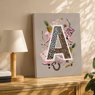 Canvas A Whimsical Collage Featuring A Variety Of Fashion And Decorative Wall Art Items Predominantly Showcasing Leopard Print The Canvas Wall Art