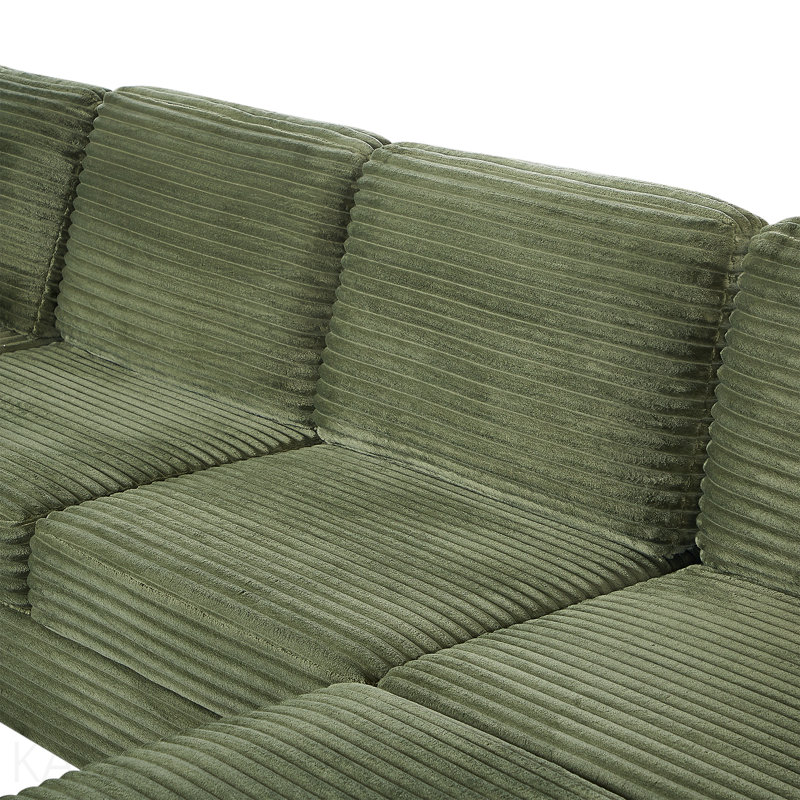 Canapé modulaire en forme de U Canapé modulaire rembourré en L de 125,2 po avec repose-pieds mobile et poches de rangement latérales pour le salon, vert
