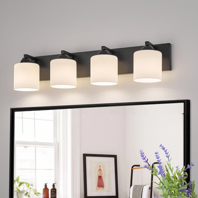 3-Light Bathroom Vanity Light Fixture with Opal Glass Shades