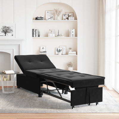 vidaXL Sofa Bed Black 76.38 x 26.38 x 32.28 in Velvet