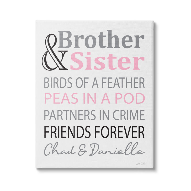 «Brother & Sister cmw-009», art mural personnalisé, H 20 po x l 16 po, Toile tendue, Oui