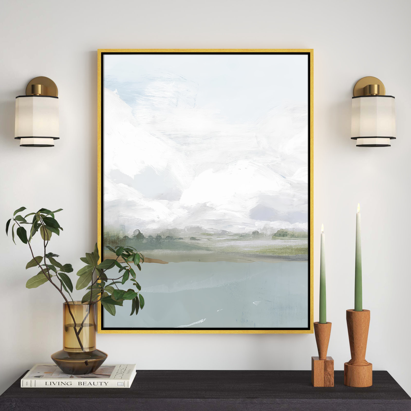 All Shore Painting, 41.5" H x 31.5" W, Gold