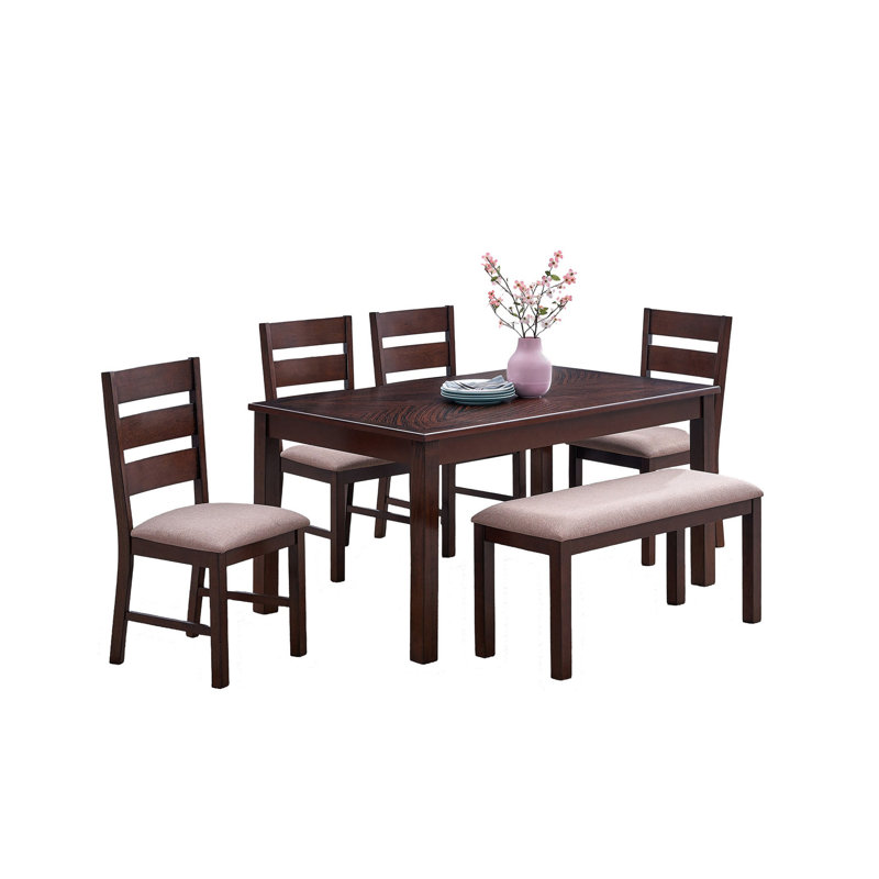 Contemporary Rectangular Solid Wood Table - Antique Cherry With Coated Surface Dining Color Finish