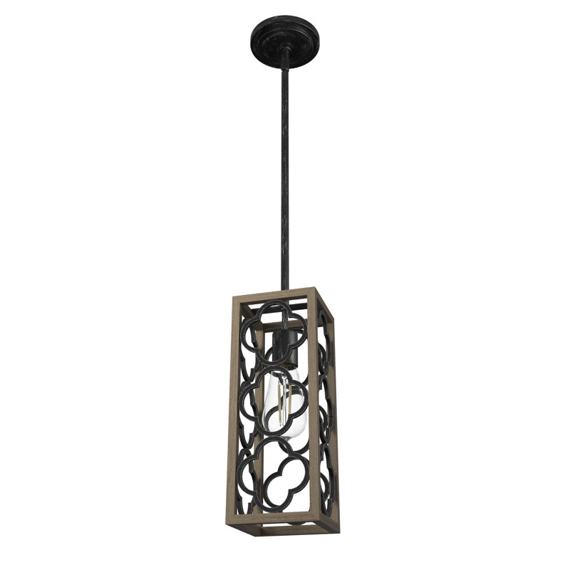 Gablecrest 1 - Light Single Rectangle Pendant, Black, Oak/Black