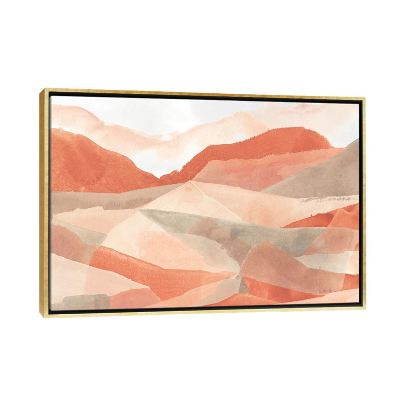 «Desert Valley II» par June Erica Vess - reproduction d'art, H 24 po x l 40 po x P 1,5 po, Toile encadrée d'or, Pas de tapis