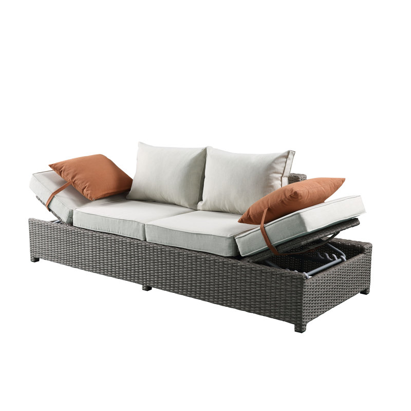 Canapé de patio en osier avec repose-pieds et 2 coussins décoratifs Chueyee