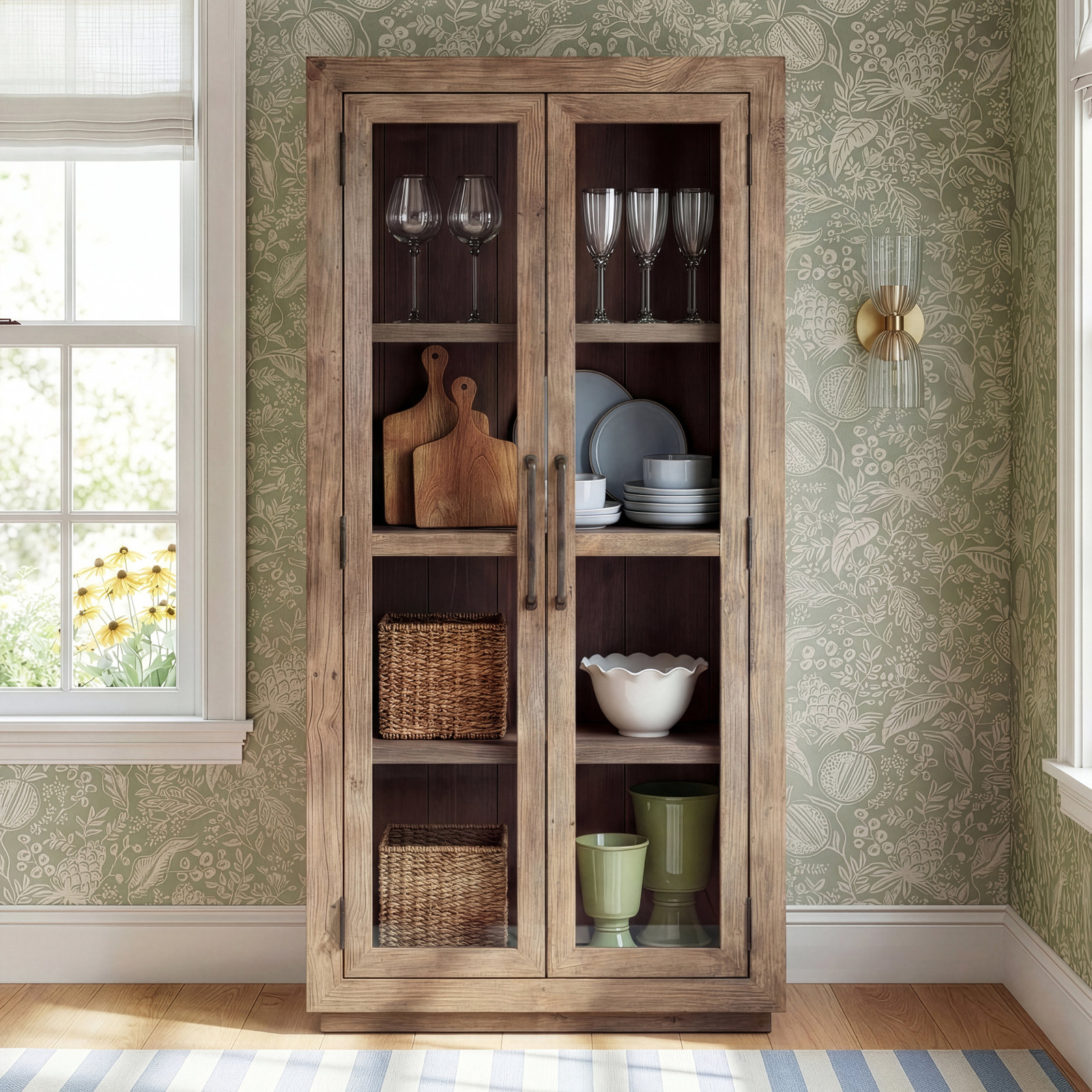 Kinston Dining Cabinet, Distressed Brown