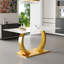 Table de salle à manger transformable robuste en acier inoxydable, plateau en verre trempé à motif de luxe blanc Pandora pour la salle à manger de cuisine-1730267427