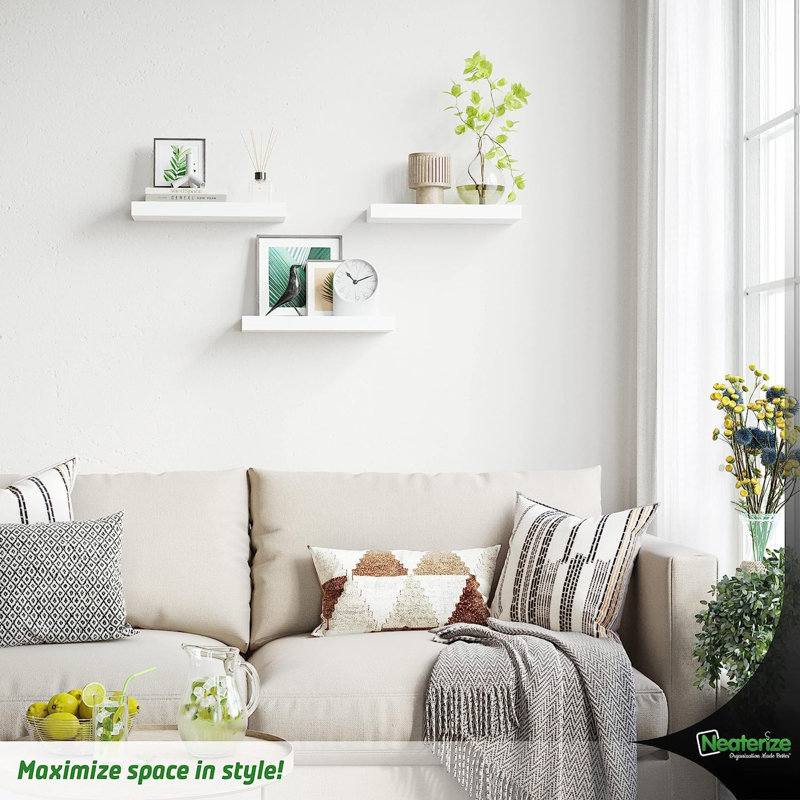 Ehva 3 Piece Floating Shelf, 14.9" H x 5.83" W x 1.4" D, White