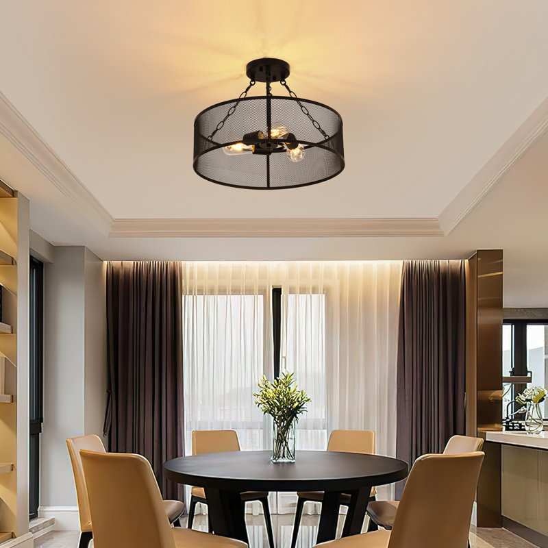 Plafonnier semi-encastré 3 lumières mat noir