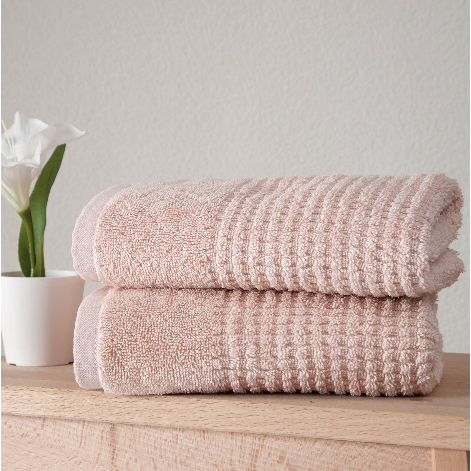 Earline Turkish Cotton Hand Towel Set, Pink