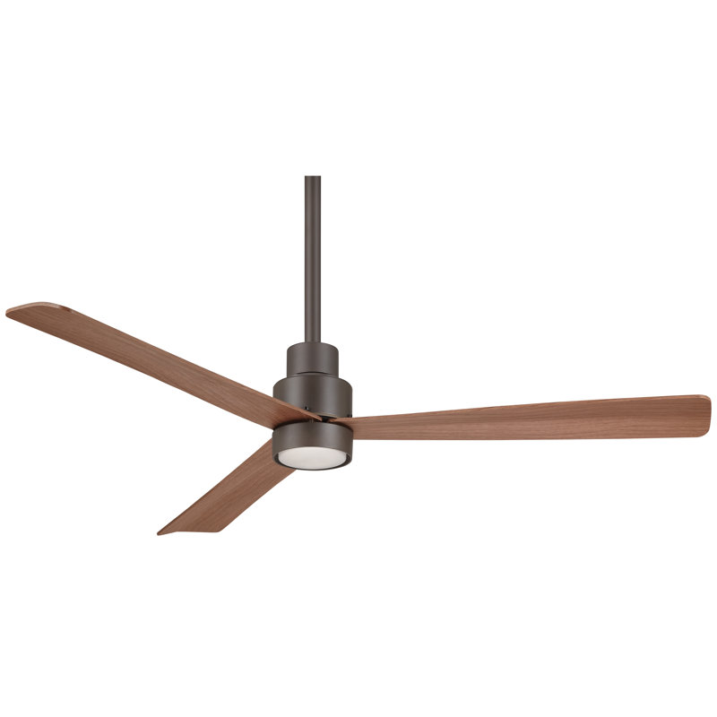 52" Simple 3 - Blade Outdoor Standard Ceiling Fan with Remote Control, Oil Rubbed Bronze 