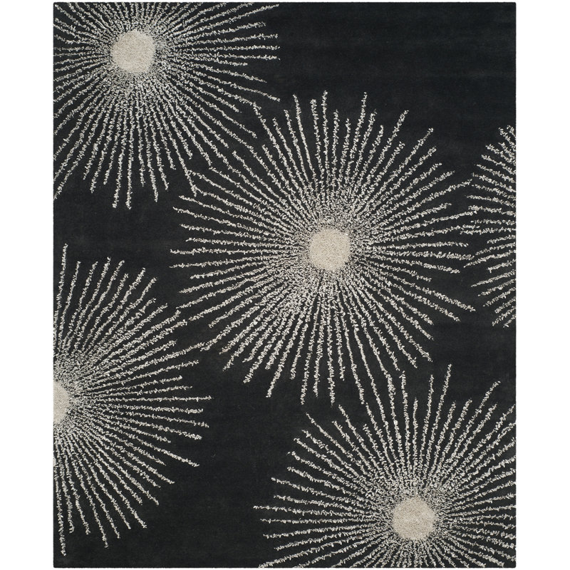Tapis intérieur / extérieur à motif floral naturel / bleu Amier, Rectangle 3 pi 6 po x 5 pi 6 po