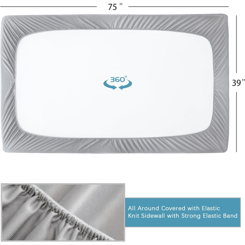 2 Pack Fitted Sheet Microfiber, Twin Fitted Sheet, Light Gray