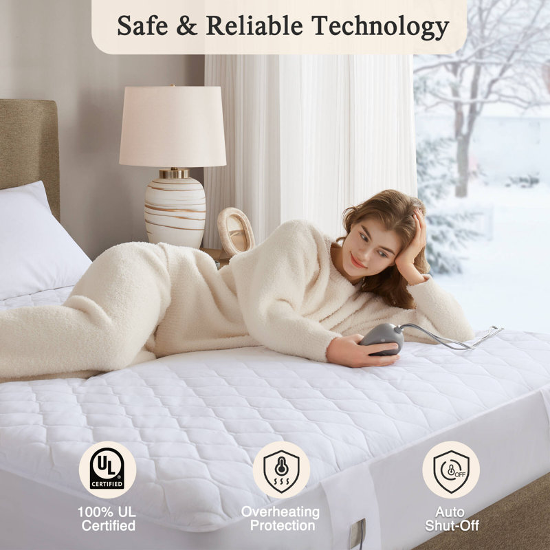Cotton Blend Heated Mattress Pad, Queen