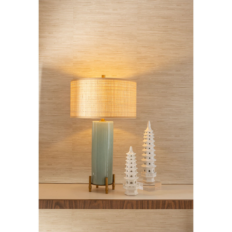 Boca Table Lamp, Celadon/Aged Brass