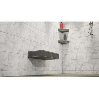 Floating Shower Bench Kit with Orange Waterproof XPS Foam Board and Original Industrial Free Hanging Bracket (14"x24")