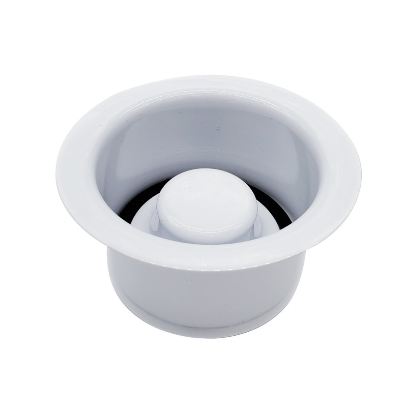3-1/2" Extra-Deep Collar Kitchen Sink Waste Disposal Flange & Stopper, Powder Coat White