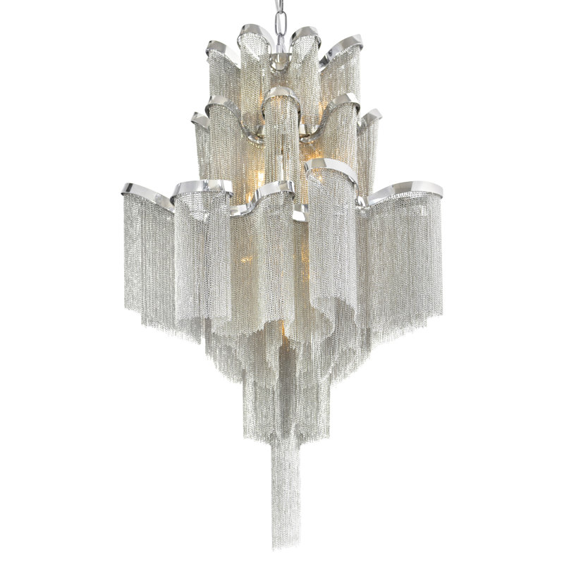 Lustre 16 lumières en duvet avec finition chromée
