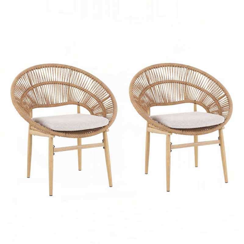 Chaise d'extérieur en osier de style papasan, Beige, Marron clair