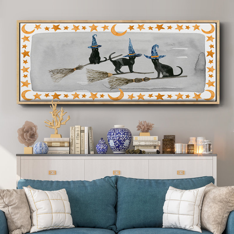 Black Cat Collection D- Framed Canvas, 8" H x 20" W