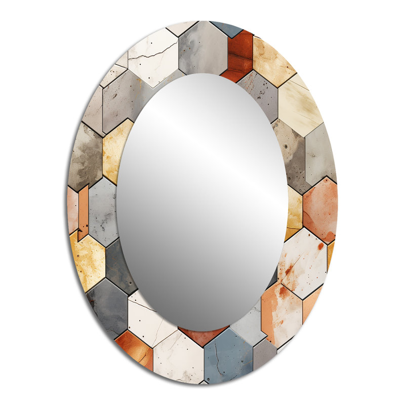 Tymvou - Miroir mural ovale brun, H 40 po x l 30 po
