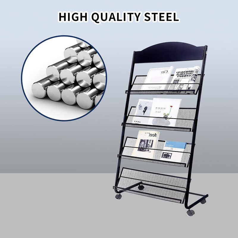 Floor Standing Magazine Rack, 4 Tier Document Display Rack With ...