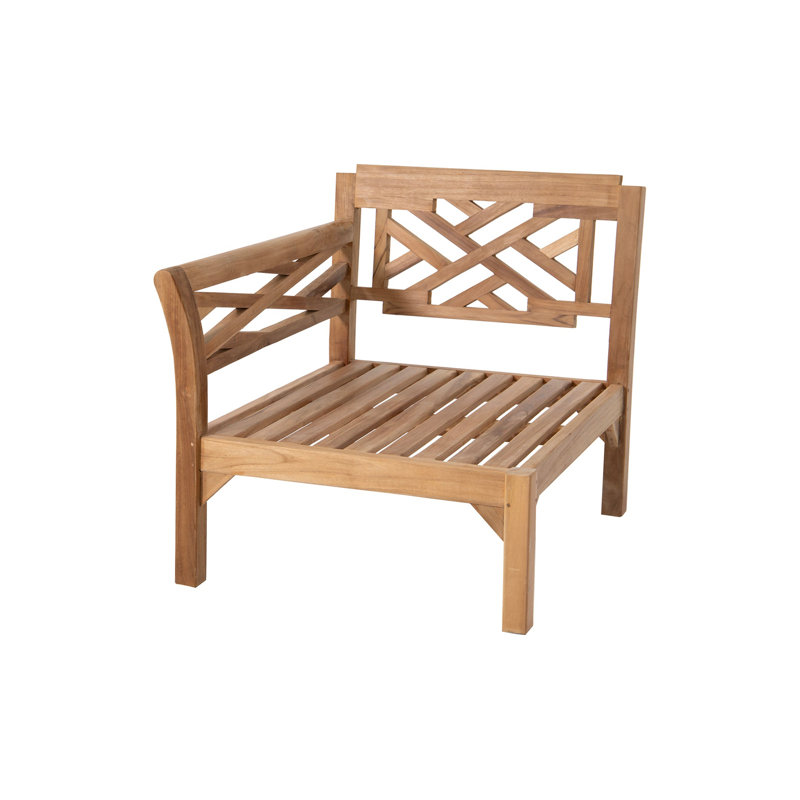 Kendrica Outdoor Teak One Arm Lounge Chair, Granite
