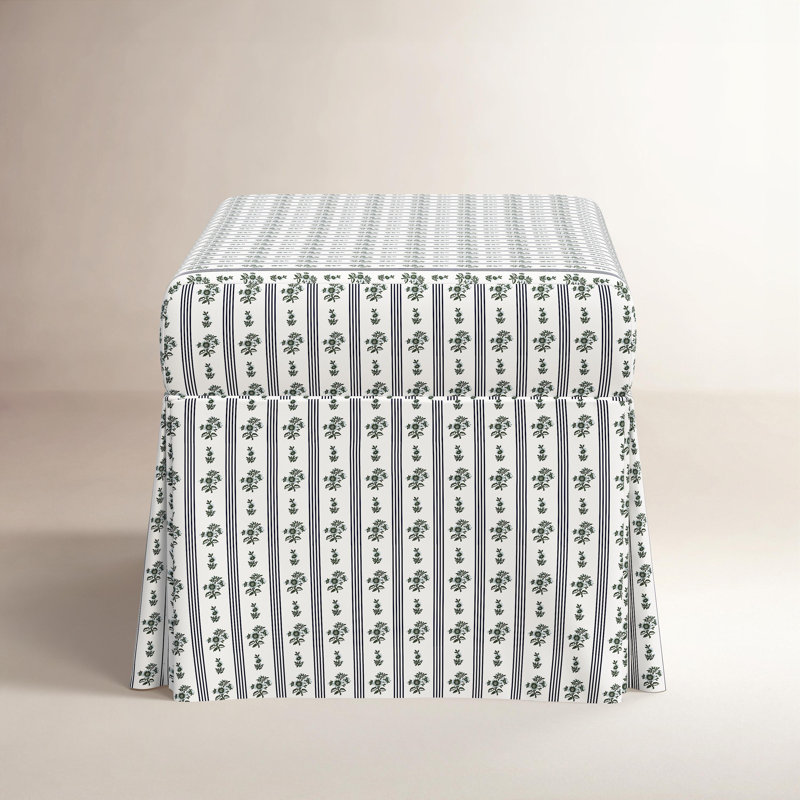 Banc de rangement à jupe Hamilton, Millie rayé indigo