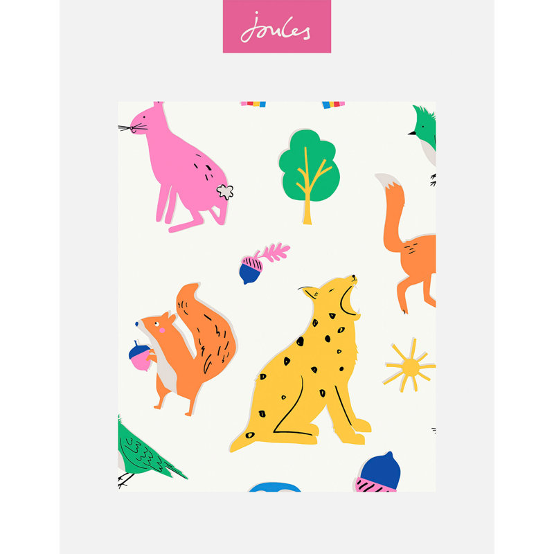 Joules Country Critters Heroes White / Rainbow Wallpaper