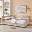 Cadre de lit tapissier grand capitonné, cadre de canapé-lit avec dossier confortable et accoudoirs, lit grand pour chambre à coucher, salon, velours, rose (85,5 po x 64,5 po x 30,5 po)-1570572838-1570572839