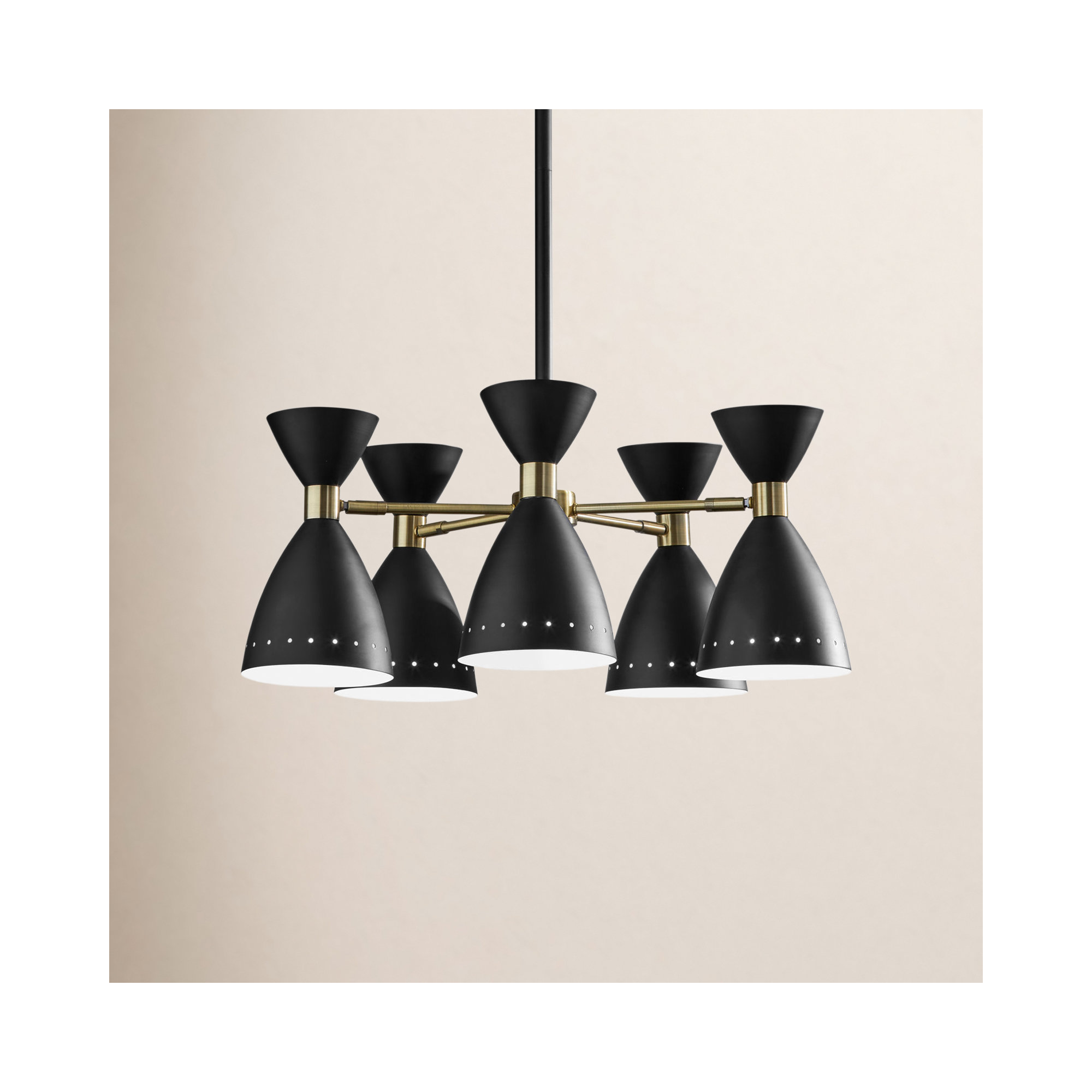 Bimini 5-Light Metal Geometric Shaded Chandelier, Black