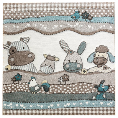 Tapis beige/bleu Rivoli