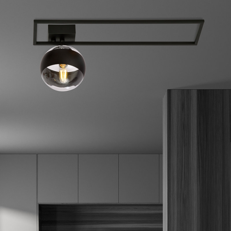Appiah Glass Flush Mount, 31cm H x 55cm W x 55cm W, Black/Transparent